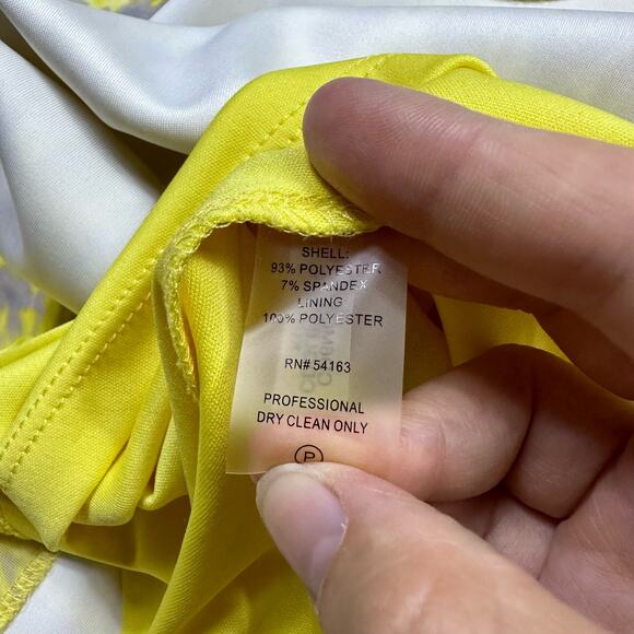 Calvin Klein Yellow Multicolor Sleeveless Summer Cocktail Lined Dress Size 2 - Picture 15 of 15